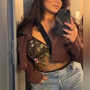 distressed cropped denim jacket